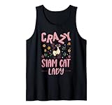 Crazy Siam Cat Lady Gato Siames Camiseta sin Mangas