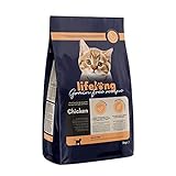Marca Amazon - Lifelong - Alimento seco para gatitos con pollo fresco, receta sin cereales, 3 kg...