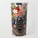 Taza de viaje con diseño de gato siamés con flores, taza de viaje de 20 onzas vaso de doble pared...