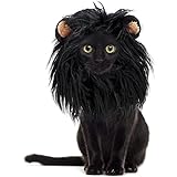 Nicoone Disfraz de gato para mascota, divertida melena de león negro, peluca para mascotas con...