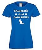 Camisetas divertidas Child Enamorada de mi Gato siames - para Mujer Camisetas Talla Medium Color...