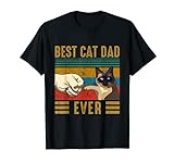 Retro Vintage Best Cat Dad Ever Padre Día del Padre Gato Siamés Camiseta