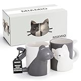 MIAMIO – 2 x 350 ml Taza de gato/Taza/Vasos/Tazas Juego de cerámica